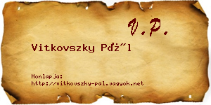 Vitkovszky Pál névjegykártya